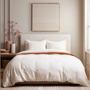 Quince Organic Luxe Honeycomb Duvet Cover Set - Undyed King/Cal King NWT